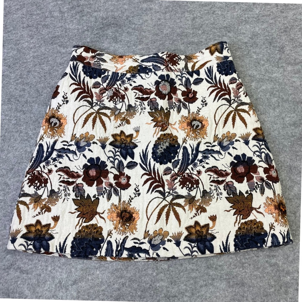 Topshop Floral Jacquard Tapestry Mini Skirt US 6 A-Line Boho Earth Tone